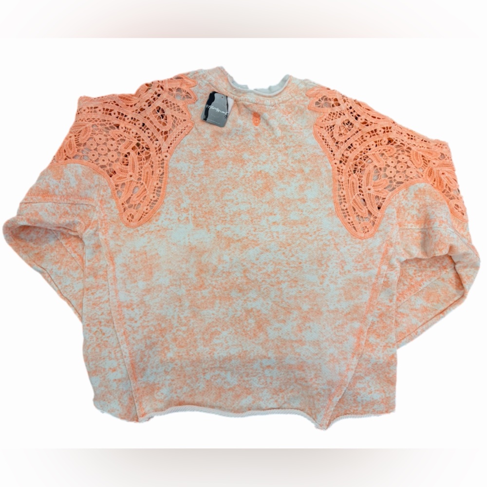 NWT Free People Neon Orange Combo Sweatshirt - Size XS - Picture 3 of 6